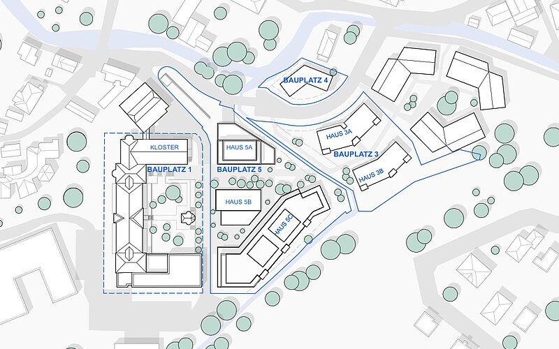 Schematische Darstellung der Baukörper.
