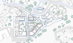 Schematische Darstellung der Baukörper.